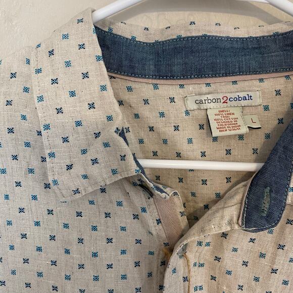 Carbon2Cobalt Mens Size Large Button Down Shirt 100% Linen Long Sleeve Fall - Picture 1 of 4